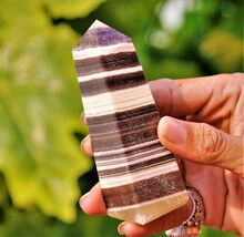 Large 110MM Yellow Banded Calcite Crystal Quartz Healing Decor Stone Poi... - $54.48