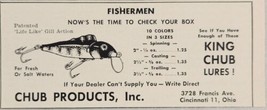 1954 Print Ad King Chub Fishing Lures Chub Products Cincinnati,Ohio - £7.38 GBP