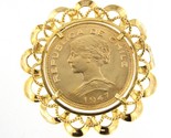 1947 republica de chile coin Unisex Pin / Brooch 18kt Yellow Gold 301582 - $2,499.00