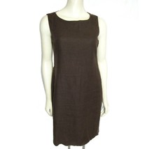 Talbots Irish Linen Sheath Dress Brown 8 P Sleeveless Knee Length 8 PM w... - $19.49