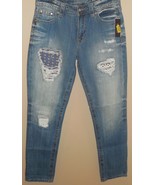 Miss Me Women&#39;s Size 25 Distressed Boyfriend Jeans New Light Blue Ankle - £35.00 GBP