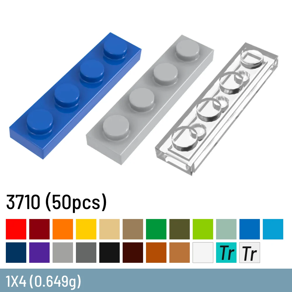 50 Pcs / Lot DIY Building Blocks Size Compatible With 3710 Brick Plastic Thin - £15.37 GBP