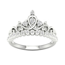 10K White Gold 1/4ct TDW Diamond Crown Ring - £276.34 GBP