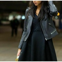 Women&#39;s Black Stylish Genuine Lambskin Leather Jacket Handmade Casual Bi... - £85.03 GBP