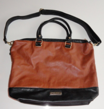 Steve Madden Vintage Brown Black Faux Leather Medium Size Casual Purse Bag 17X14 - £19.72 GBP