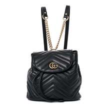 Gucci Calfskin Matelasse GG Marmont Flap Backpack Black - £1,994.39 GBP