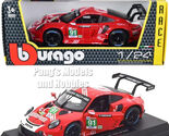2020 Porsche 911 RSR LM 1/24 Scale Diecast Model - Bburago - RED - WHITE... - $39.59