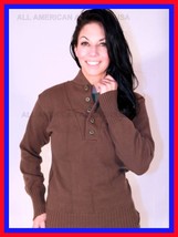 DISCONTINUED WWII WW2 100% WOOL OD BROWN 5 BUTTON SWEATER MILITARY ALL S... - £22.73 GBP