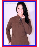 DISCONTINUED WWII WW2 100% WOOL OD BROWN 5 BUTTON SWEATER MILITARY ALL S... - $40.70 CAD