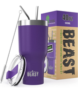 Tumbler Vacuum Insulated Coffee Ice Cup Double Wall Travel Flask Purple NEW - £31.00 GBP