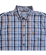 Carhartt Shirt Mens Large Blue Plaid Button Up Short Sleeve Cotton Relax... - $409.61 MXN