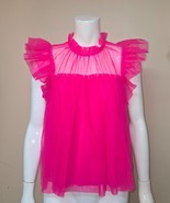 Anthropologie Sunday in Brooklyn Pink Frilled Tulle Ruffle Blouse Size X... - €21,18 EUR