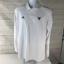 Adidas Men&#39;s Small Chicago Bulls Polo Shirt, 100% Polyester NBA Coach White - £15.77 GBP