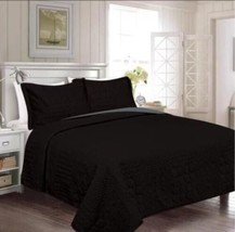 Julian BLACK/GRAY Super Soft Plush Bedspread Set 3PC California King Size - £55.68 GBP