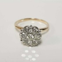 1.40 Ct Round Cut VVS1/D Diamond Cluster Flower Shape Ring 14K Yellow Gold Over - £87.31 GBP