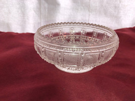 Two Crystal Beaded Block 4.5 Inch Round Lily Bowls Depression Glass - £23.50 GBP