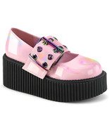 DEMONIA CRE230/BPH Womens 3&quot; Platform Buckle Strap Mary Jane Pink Creepe... - $81.99 CAD+