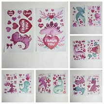 143 pcs Valentine&#39;s Day Window Clings Stickers Decals Decor Pastel Dinos... - $8.89