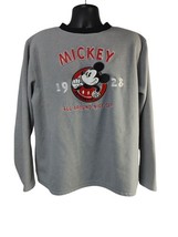 DISNEY Classic Mickey Mouse 1928 Nice Guy Embroidered Gray Fleece Sweats... - $331.59 MXN
