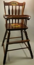 MI) Vintage Wooden Baby Feeding High Chair Furniture with Removable Tray  - £98.55 GBP