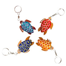 Hand-Painted Happy Hawaii Honu Turtle Wood Keychain – Multiple Colors Av... - $11.99
