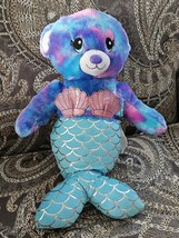 Build a Bear Magical Mer-Bear Mermaid Plush 16&quot; Blue BAB Stuffed Seashel... - $24.70