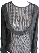 Zara Trafalvc Women&#39;s Blouse Size S Black Sheer Long Sleeve Ruffle Sleeves - £10.90 GBP