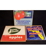 3 Vintage FRUIT CRATE LABELS DEWEY APPLES, VINCENTOWN Orchards, WAVERLY ... - $26.96 CAD