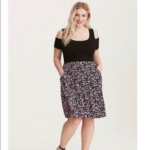 Torrid Floral Knit To Woven Cold Shoulder Dress Pockets Womens Plus Size... - £30.12 GBP