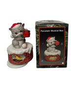 Vintage Clover Christmas Cat Porcelain Wind Uo Music Box Joy to the Worl... - €14,60 EUR
