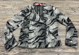 White House Black Market Moto Jacket Sz. 4 Gray Black Animal Print Full ... - £22.94 GBP