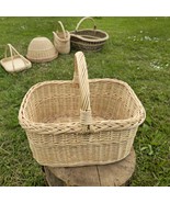 Handwoven Wicker Basket with Handle – Rustic Picnic or Market Basket - $186.52 CAD