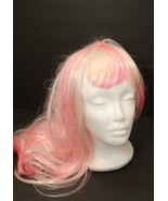Wig White Hair Pink Streaks by Pony Express Creations Costume Theater Co... - $12.84