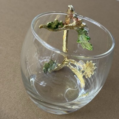 Enamel Flower Glass Coffee Mugs Tea Cup with Steel Spoon Floral Item image 6