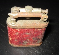 1930s Antique Deco Red Stars Pattern Lift Arm Side Roller Lighter Made In Usa - £20.08 GBP