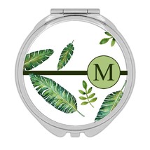 Personalized Botanical : Gift Compact Mirror Leaves Nature Name Initial ... - £10.26 GBP+