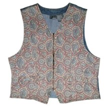 LizWear Size M Blue Multi Color Paisley Print Bohemian Denim Vest - $24.99