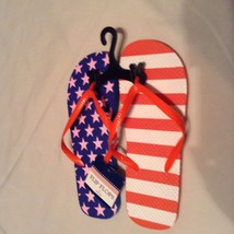 Size 9/10 flip flops American Flag thongs patriotic sandals USA ladies - $7.29
