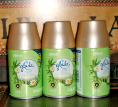 (3) Glade Automatic Spray Can Refills Bamboo &amp; Waterlilly Bliss Fits Airwick - £19.56 GBP