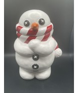 Department 56 Retired 2002 Billy Buttons Snowman Cookie Jar Red Scarf - £43.80 GBP