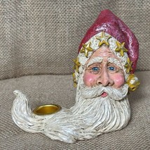 Vintage Resin Santa Claus Taper Candle Holder Rustic Primitive Farmhouse... - $29.70