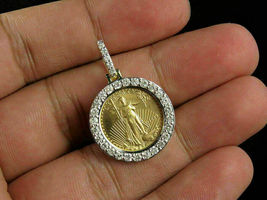 1/2 Ct Diamond Statue of Liberty Lady Coin Charm Pendant 10K Yellow Gold Over - £89.08 GBP