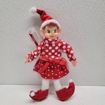 Ashland Christmas Elf Ornament 11&quot; Poseable Girl Elf Red White Polka-Dot... - $9.80