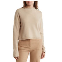 ALICE + OLIVIA Cameron Cashmere Crop Rollneck Sweater, Tan, Large (10/12... - $158.02