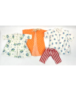 Vintage Doll Clothes Lot 8&quot; Pajamas Kimono Flannel Floral Dot Stripe Robe  - €19,25 EUR