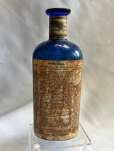 Vtg Cobalt Blue Glass Puritana Cork Top Medical Drug Store Apothecary Bottle  - £95.60 GBP