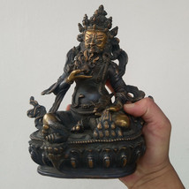 Tibetan Buddhist Yellow Jambhala Black Oxidized Copper Statue 9&quot; - Nepal - £215.81 GBP