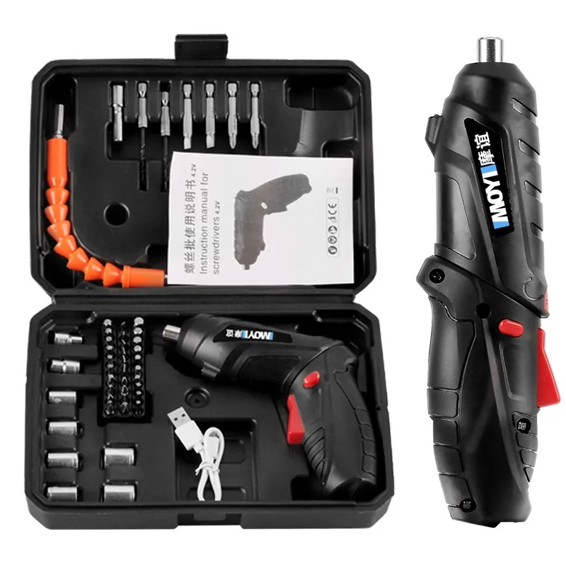 Positive Inversion Electric Screwdriver Set with Bits Universal Flexible Shaft a - £79.30 GBP