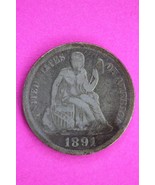 1891 P Seated Liberty Dime Exact Silver Coin In Pics Scarce Semi Key Dat... - $28.97 CAD