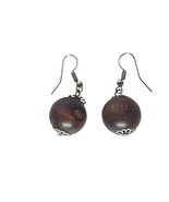 Brown Wooden Ball Bead Boho Dangle Drop Earrings Womens Costume Jewelry - $19.81